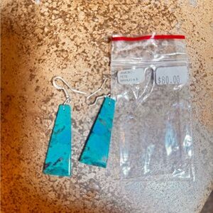 Turquoise slab Drop Earrings - artist Jameson Pete, native American
